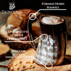 Trondebal corne en usage versant bière pour ambiance conviviale