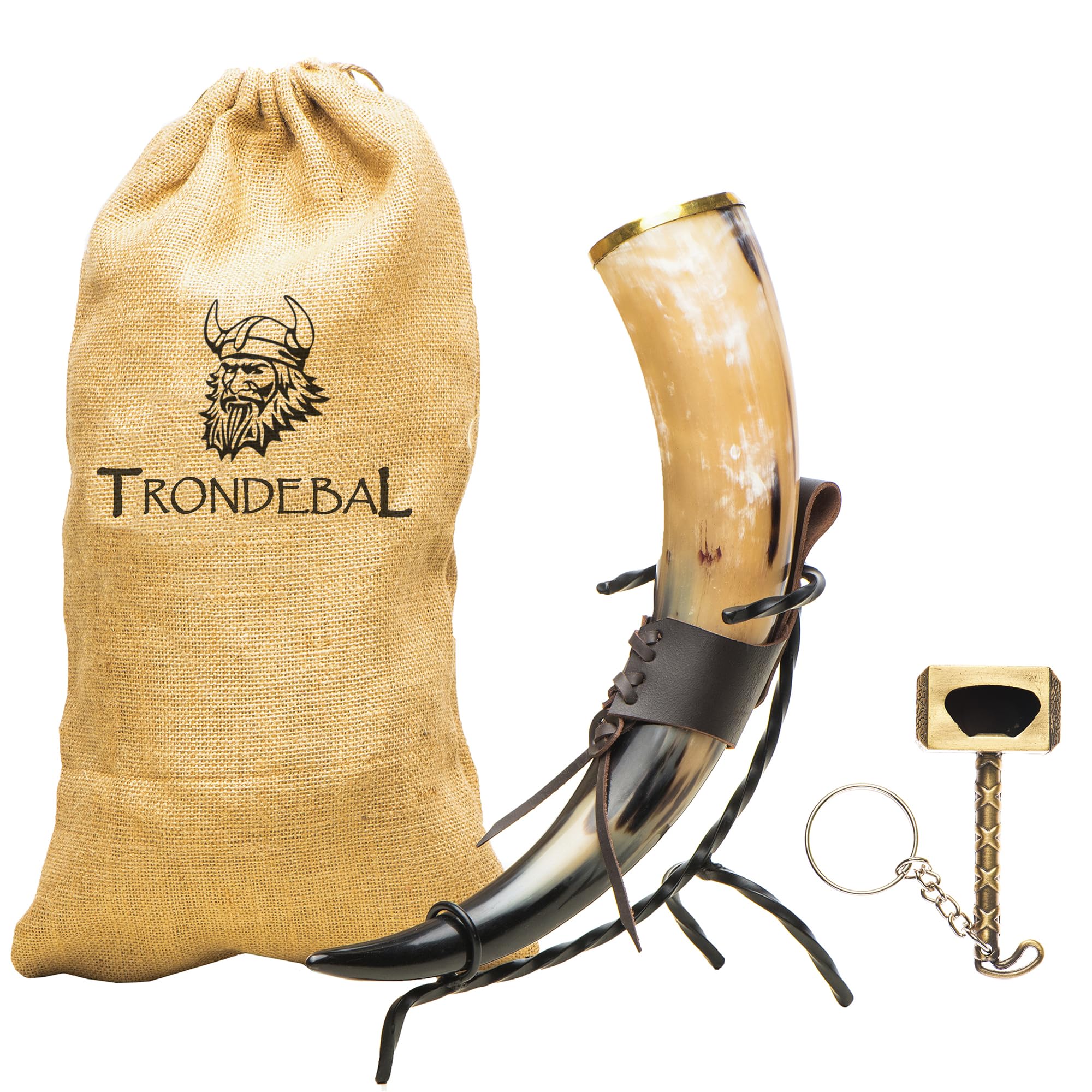 Trondebal corne face avant montrant la forme unique et le fini prêt à servir
