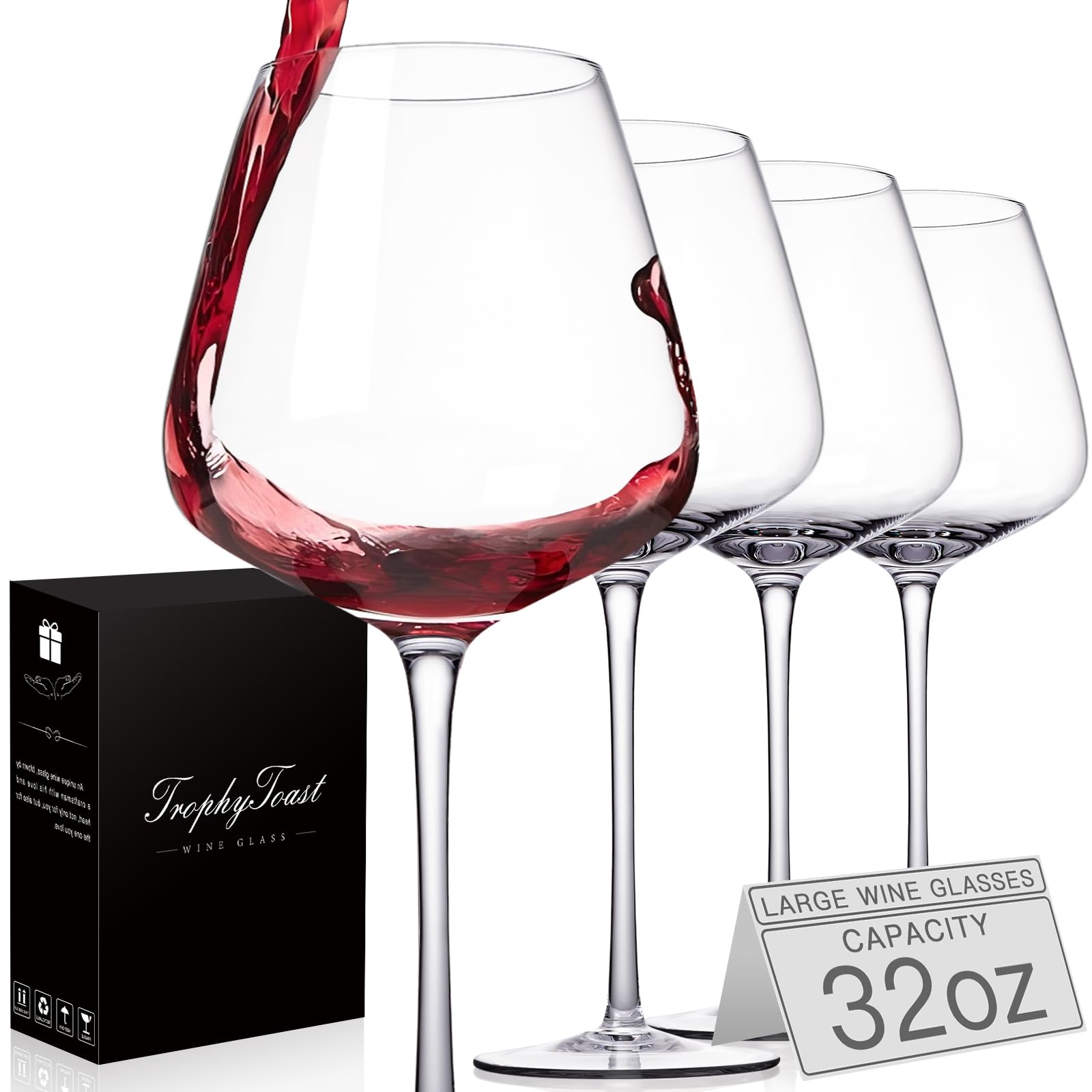TrophyToast lot de 4 verres face avant montrant élégance et capacité