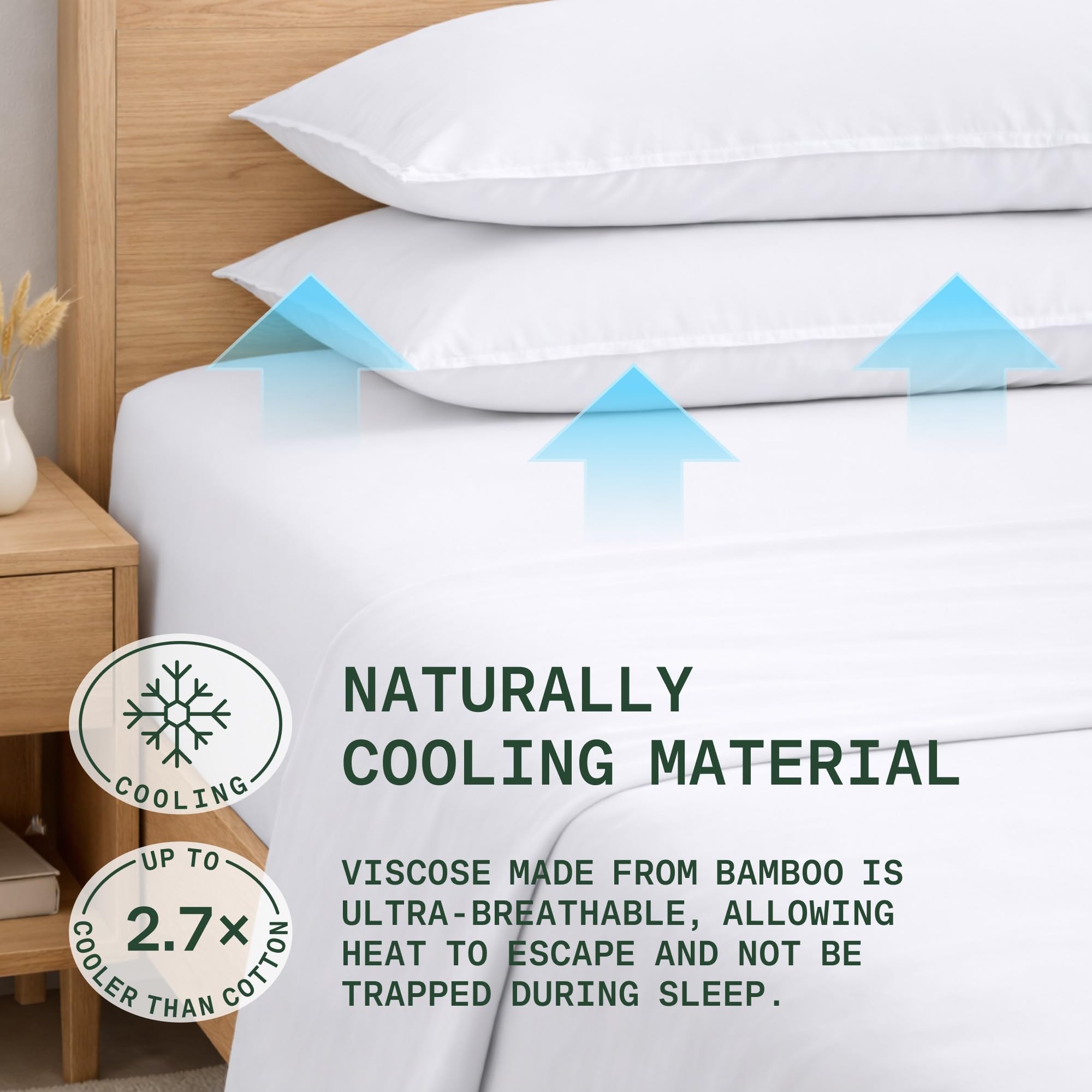 TRUE BAMBOO taies d'oreiller enveloppantes, maintien sans glissement
