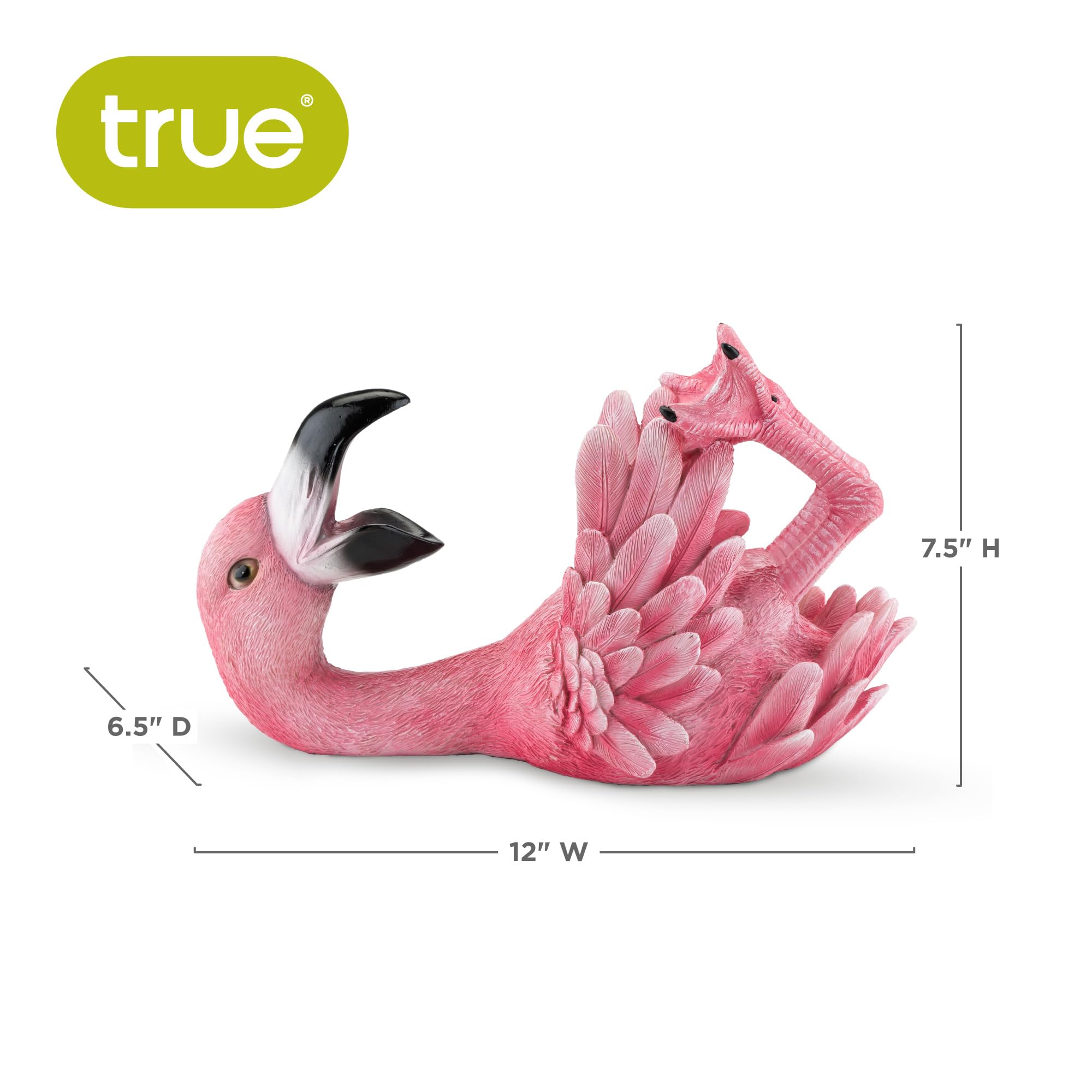 True Flirty Flamingo tenant une bouteille montre stabilité et praticité