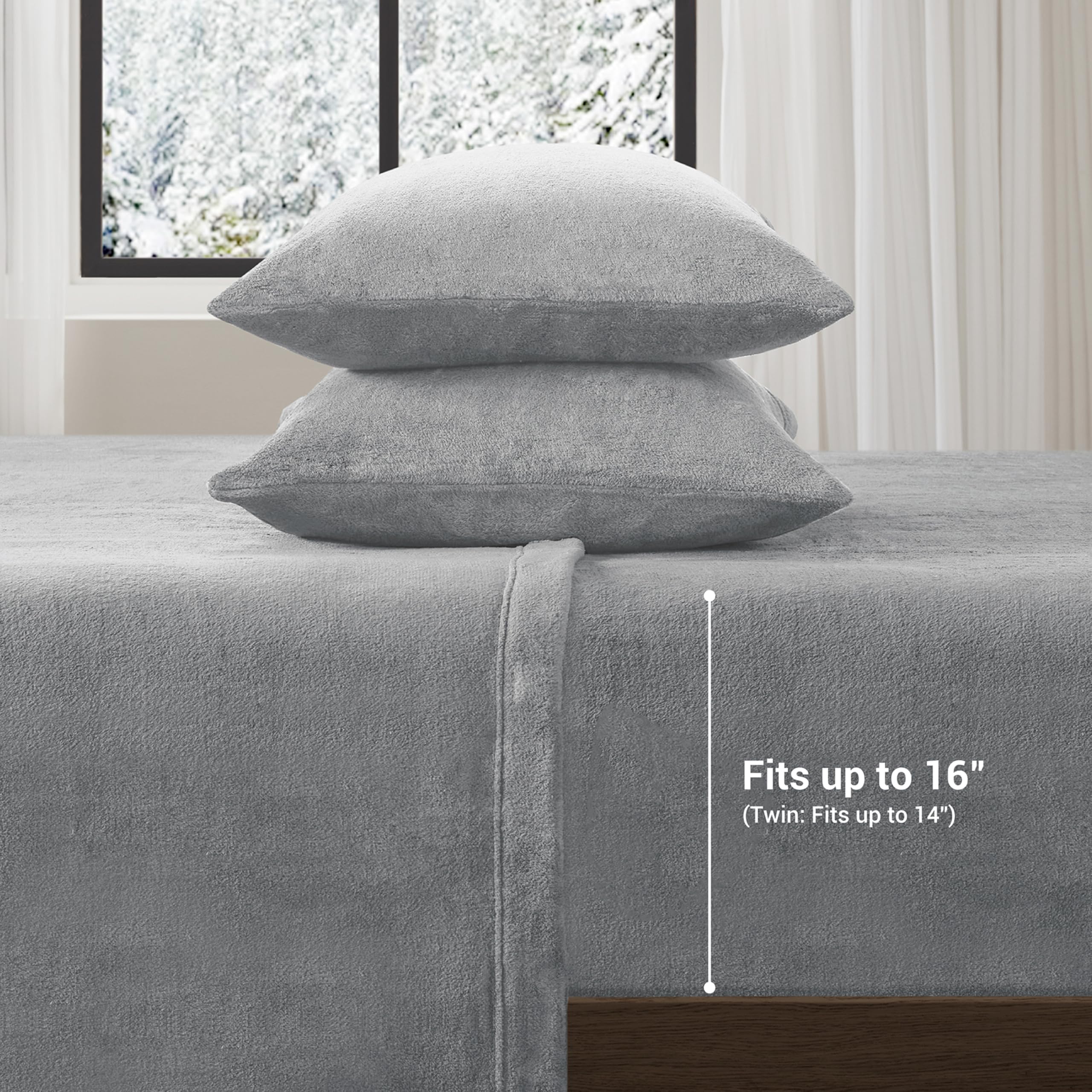 Drap plat déployé True North montrant dimensions et tombé élégant