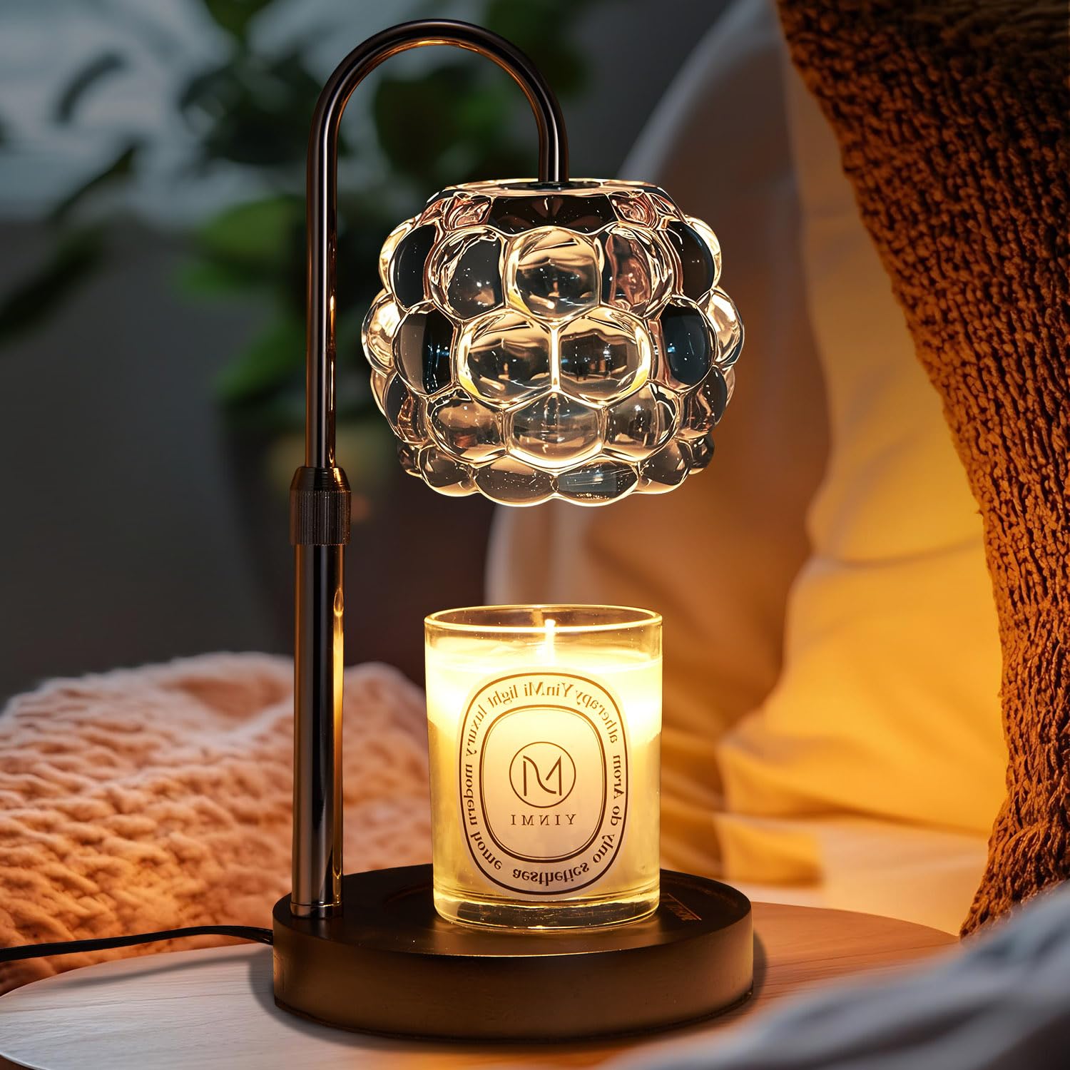 TSJ Home lampe chauffe-bougie vue frontale élégante pour diffusion parfumée