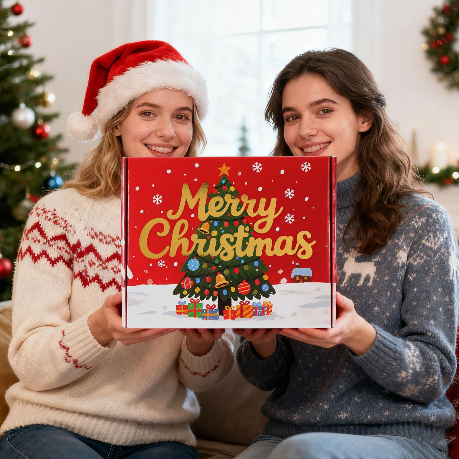 TsunNee détail étiquette Merry Christmas sur boîte renforçant présentation soignée