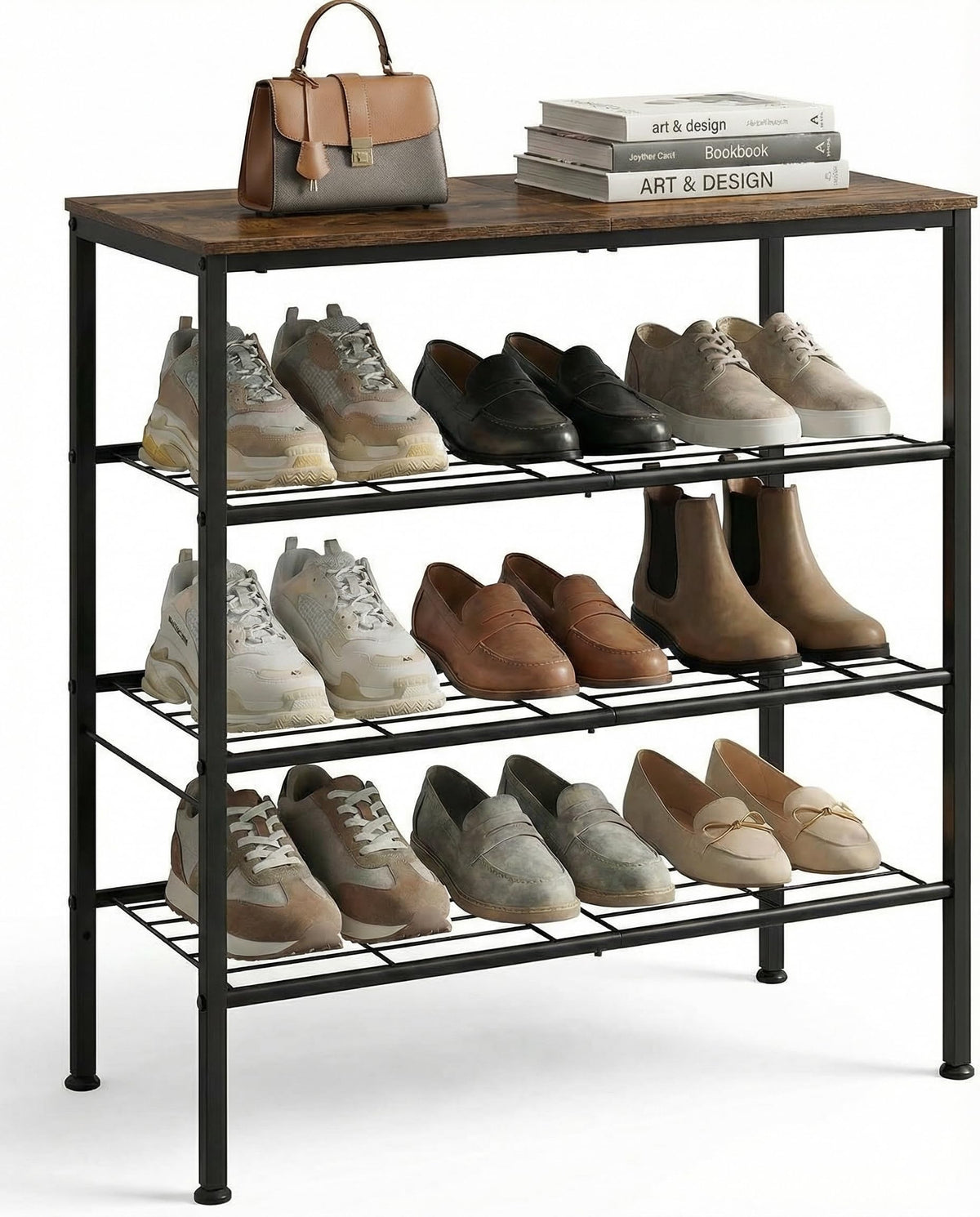 Tujurich vue avant du meuble à chaussures montrant rangement organisé
