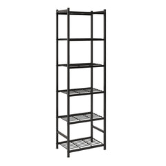 Tujurich vue avant de l'étagère noire compacte montrant rangement vertical efficace