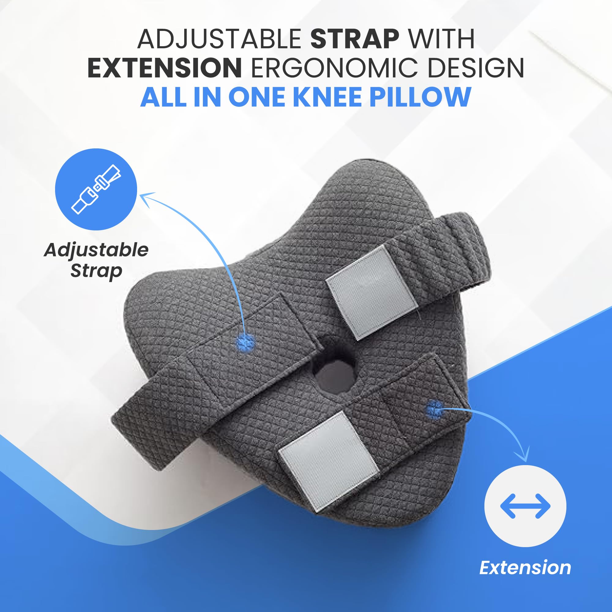 TULARIS oreiller placé entre les jambes d’un dormeur sur le côté, meilleur alignement