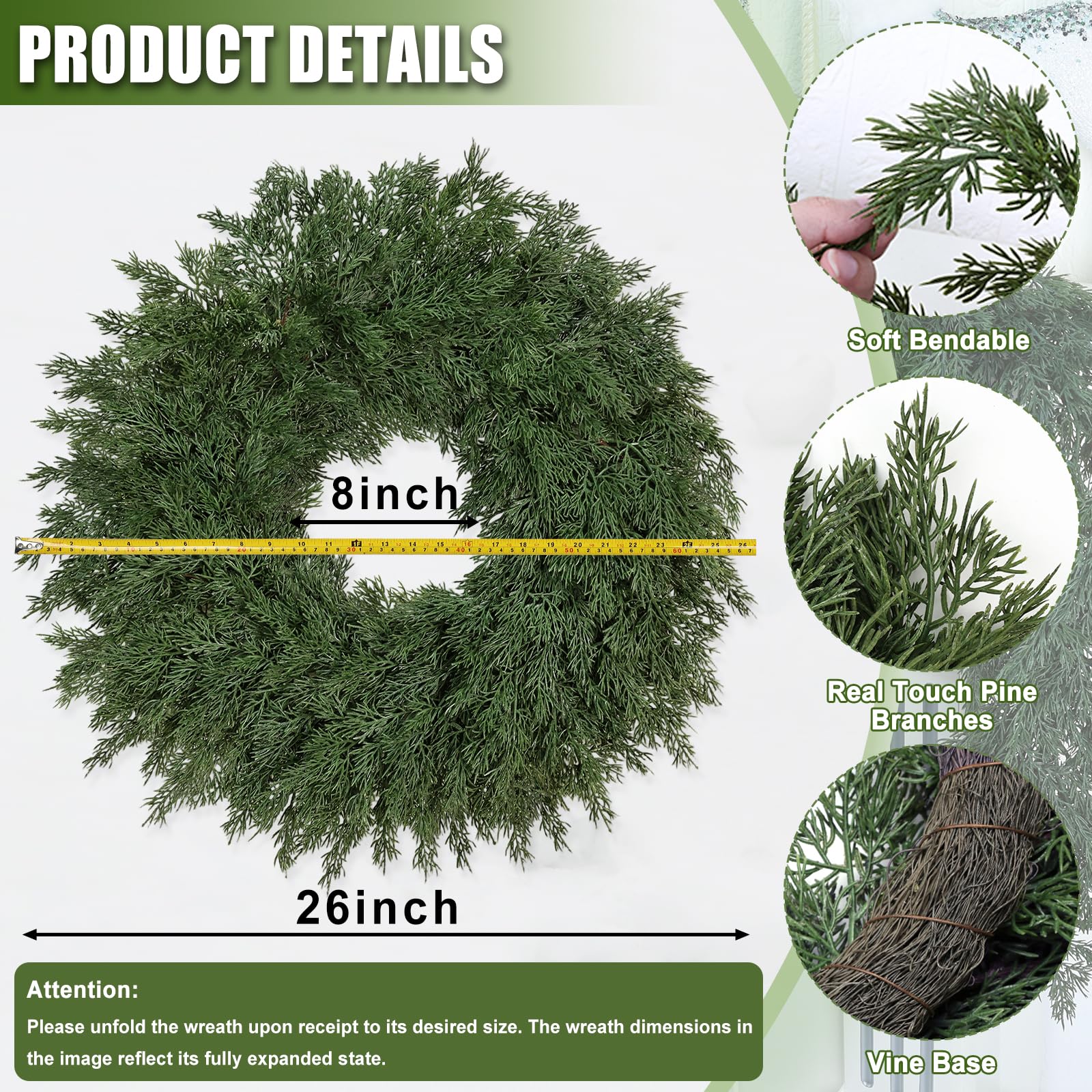 Tulvend gros plan texture aiguilles Real Touch pour look naturel