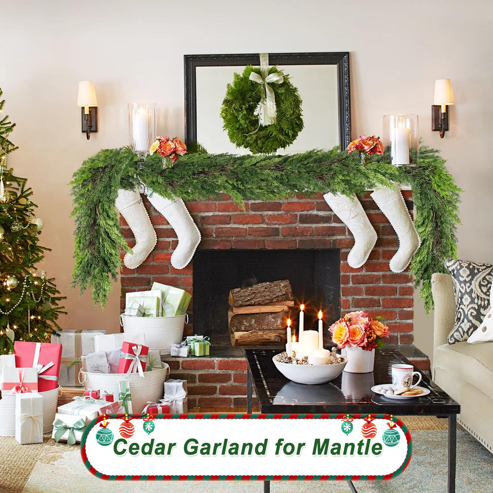 Tulvend guirlande posée sur manteau de cheminée ajoutant chaleur festive