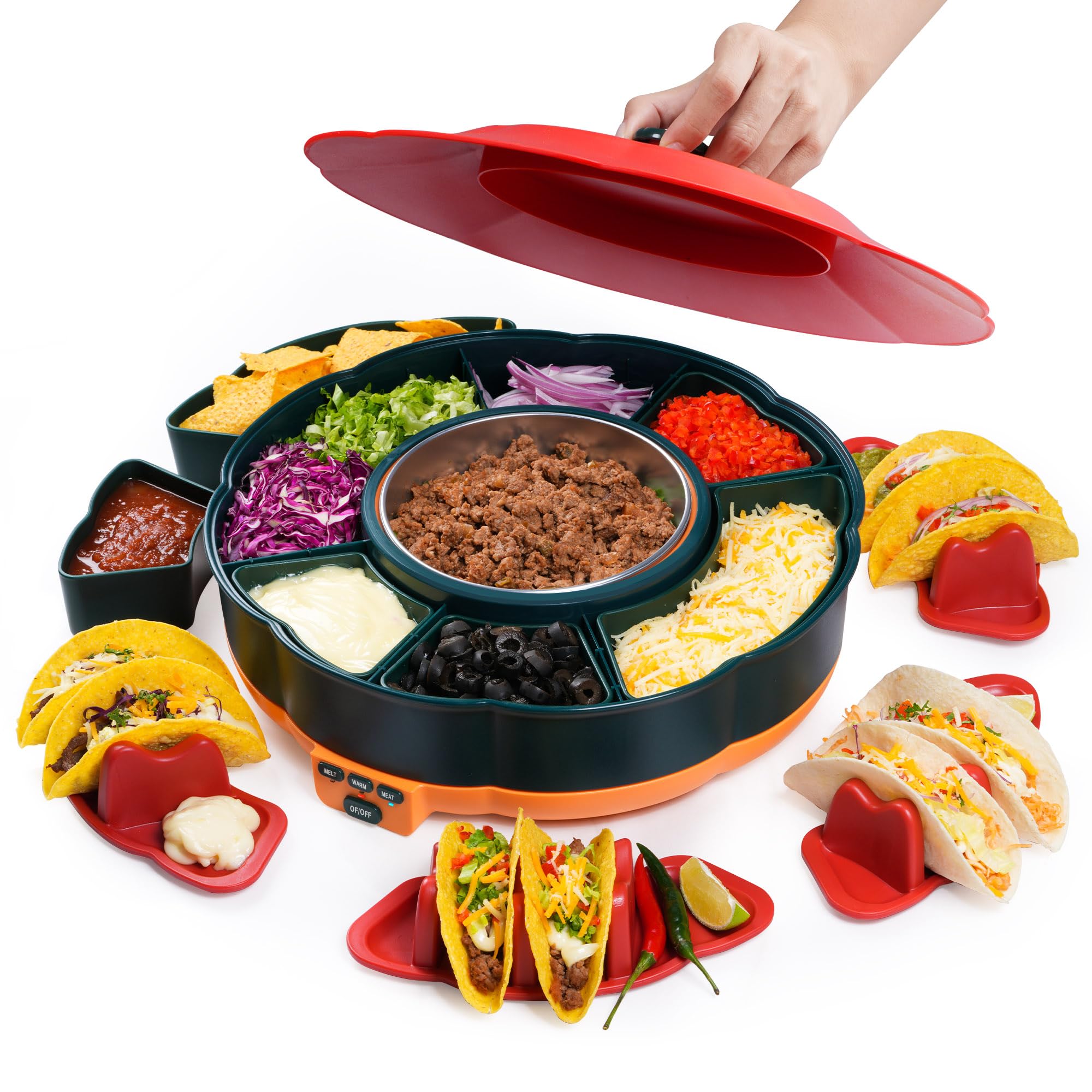 Tupoyi kit taco face présentant pot chauffant et plateau pour un service rapide