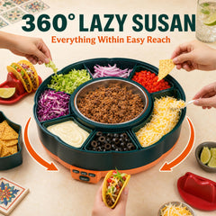Tupoyi plateau Lazy Susan vu du dessus facilitant accès 360 degrés aux condiments