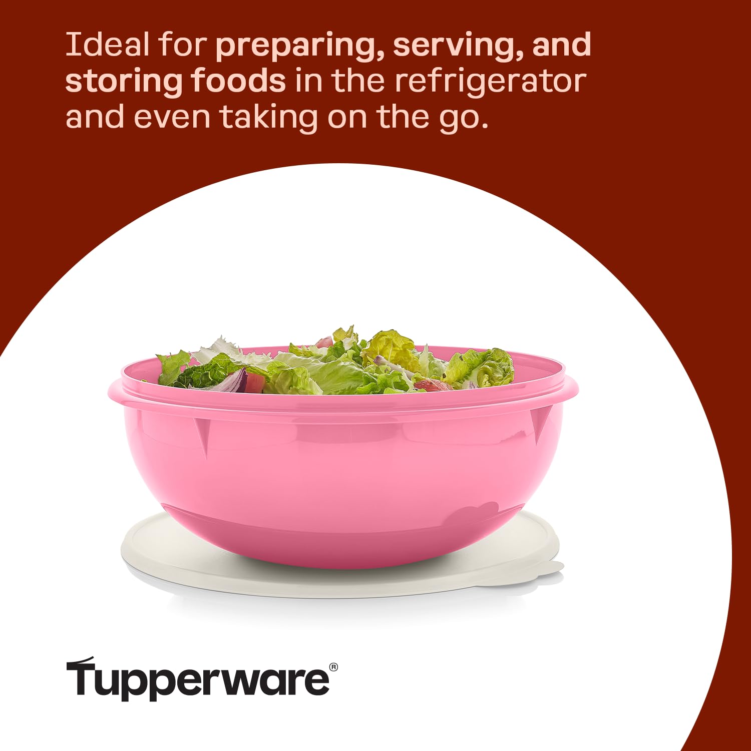 Tupperware comparaison taille montrant capacité 1,7 gallon pour familles