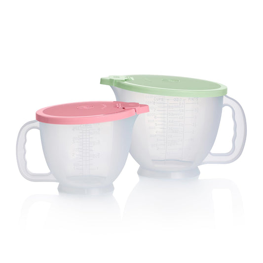 Tupperware pichet face pastel montrant design et praticité