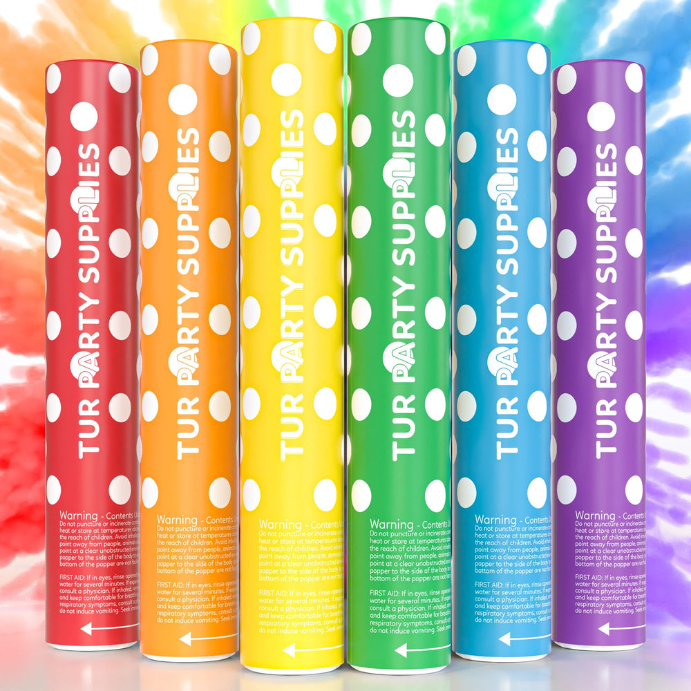 TUR Party Supplies emballage avant montrant pack de six couleurs vives et bénéfice visuel