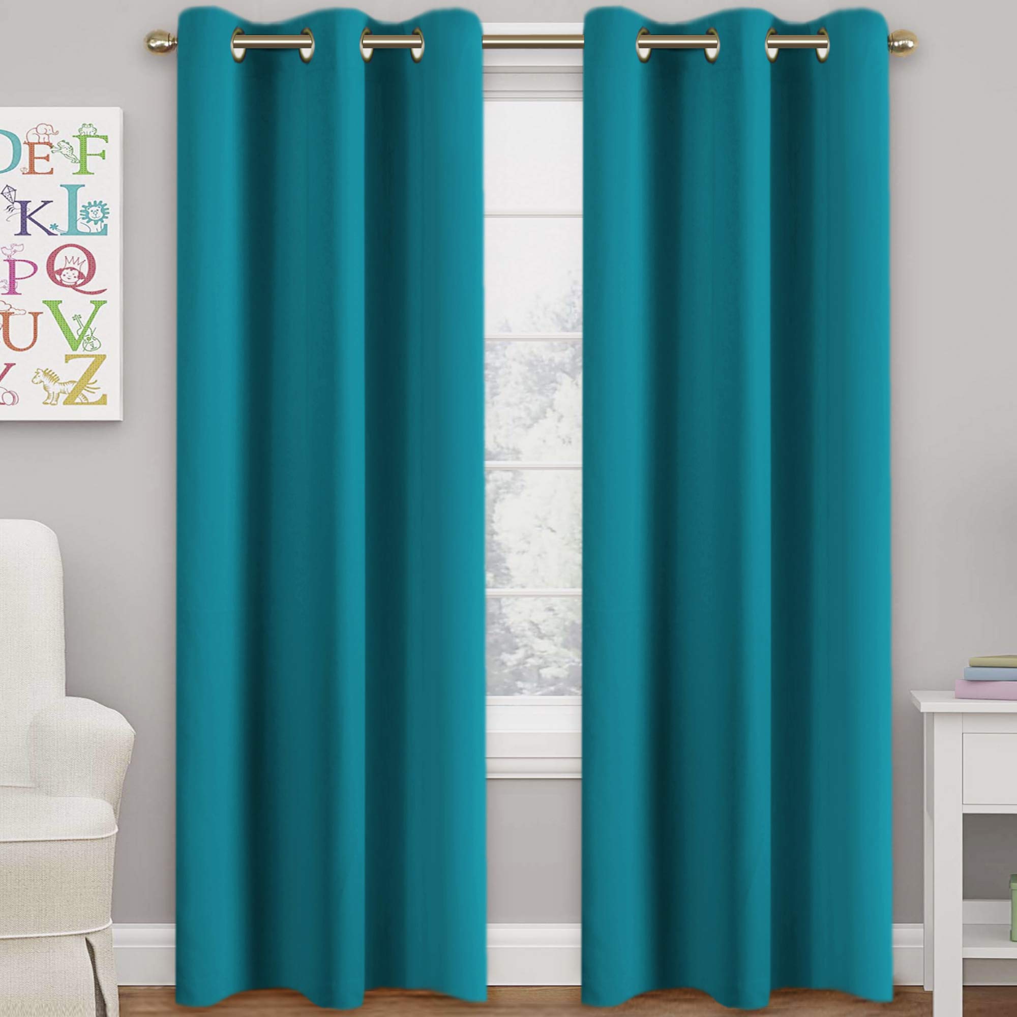 Turquoize rideau face lot de deux montrant couverture complète