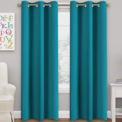 Turquoize rideau face lot de deux montrant couverture complète