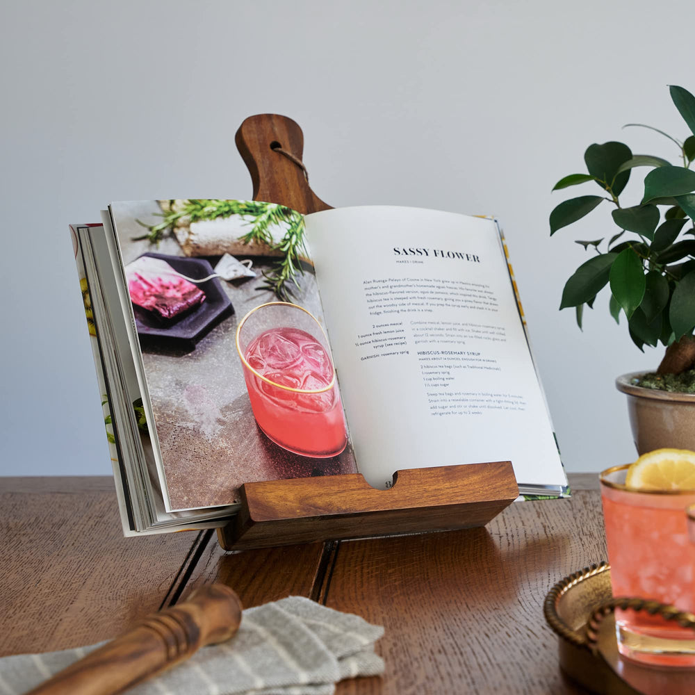 Twine support acacia pied ouvert, montre l'ajustement de l'angle