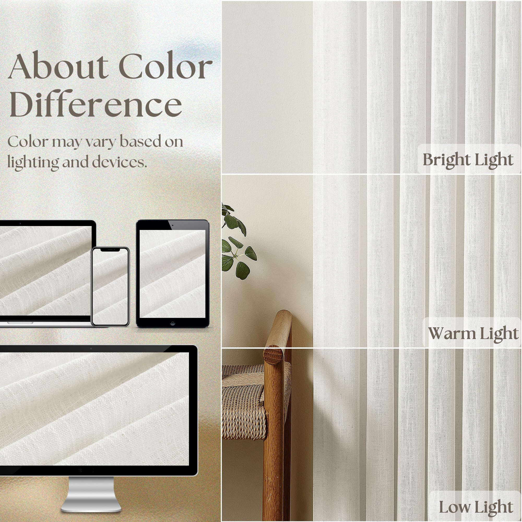 TWODRAPES ensemble posé de 90 pouces créant ambiance lumineuse douce