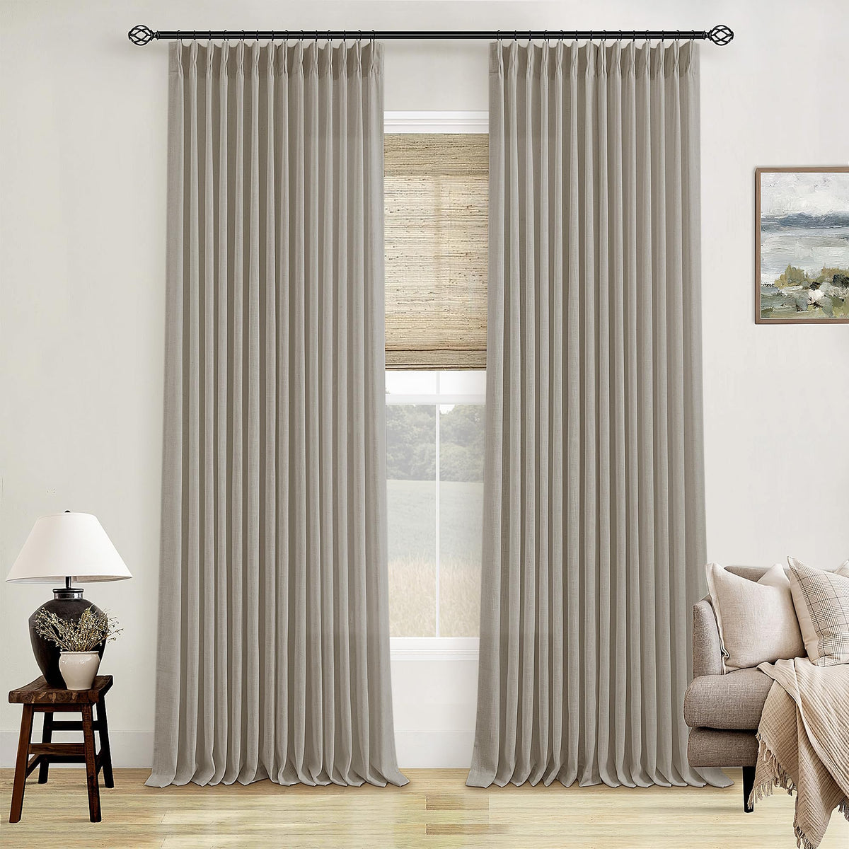TWODRAPES face avant et emballage montrant deux panneaux prêts à poser et gain de temps