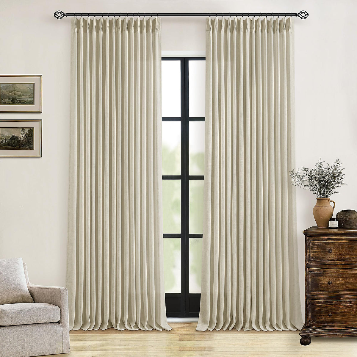 TWODRAPES rideau 102 pouces vu de face apportant style et intimité