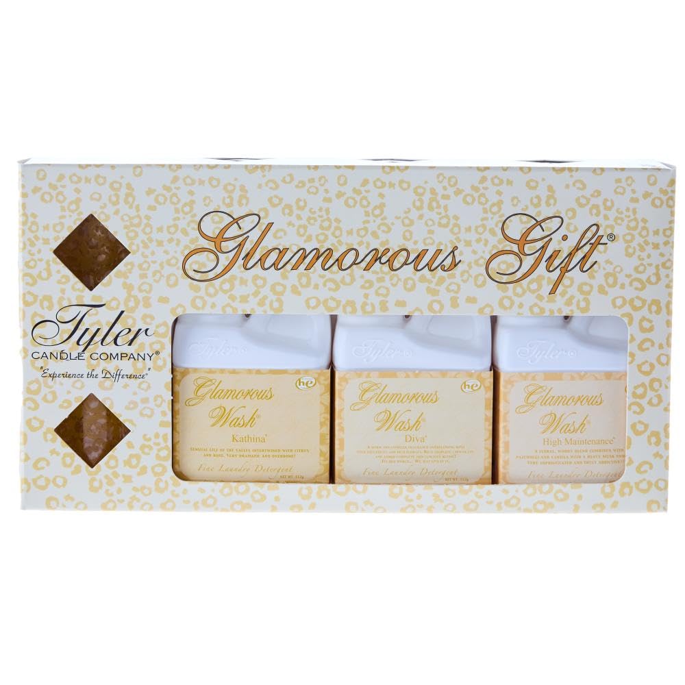 TYLER CANDLE COMPANY coffret devant montrant bouteilles Wash 4 oz et votives prêt à offrir
