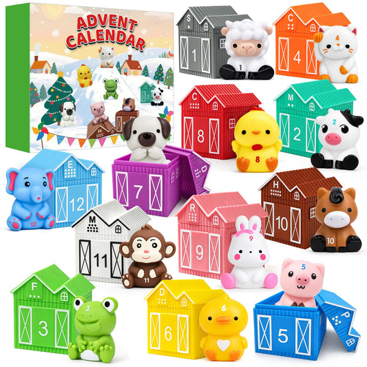Tymokcall calendrier de l'Avent face avant présentant 12 maisons colorées pour anticipation