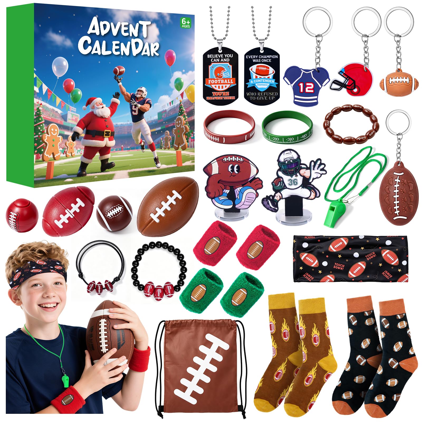 Tymokcall emballage avant du calendrier montrant thème football et 24 cases