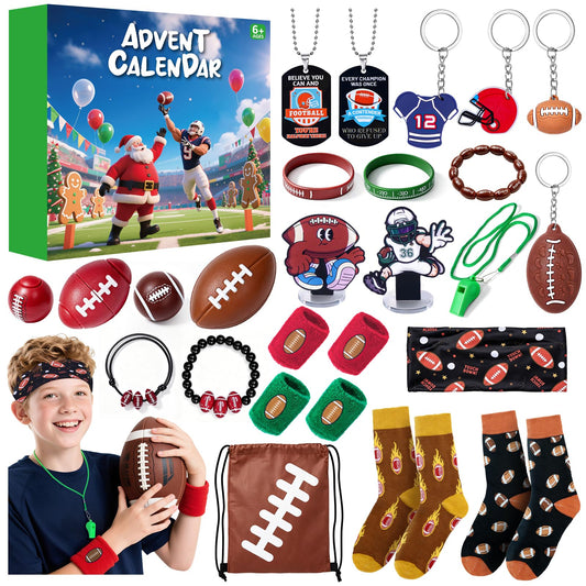 Tymokcall emballage avant du calendrier montrant thème football et 24 cases