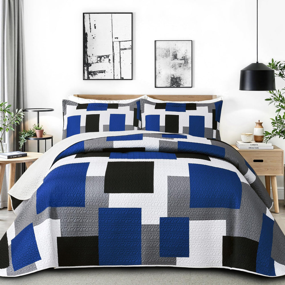 Tyrot courtepointe face pleine montrant le motif patchwork et un style élégant