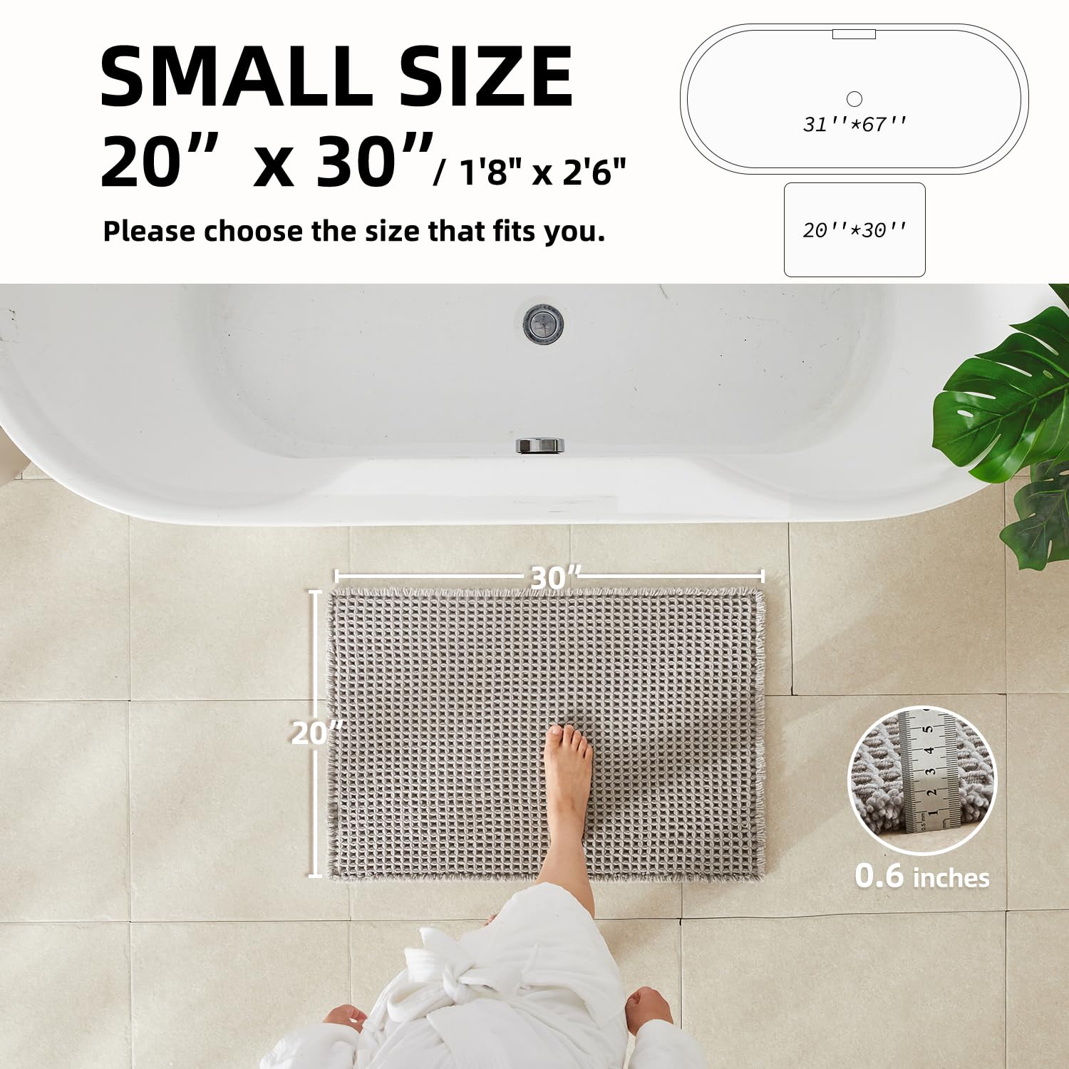 TYUU gros plan texture gaufrée absorbante pour pieds secs rapidement