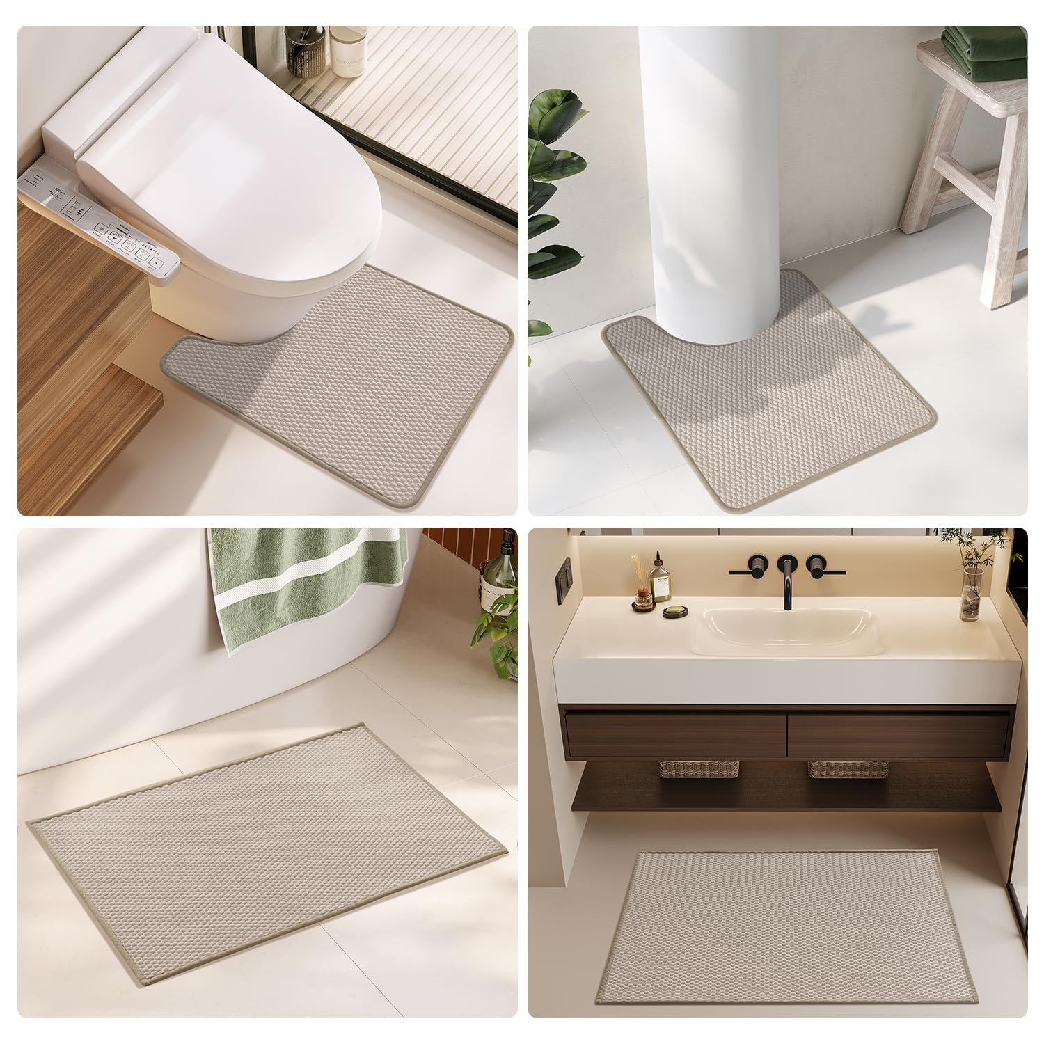 TYUU tapis beige dans décor spa, aspect apaisant et polyvalent