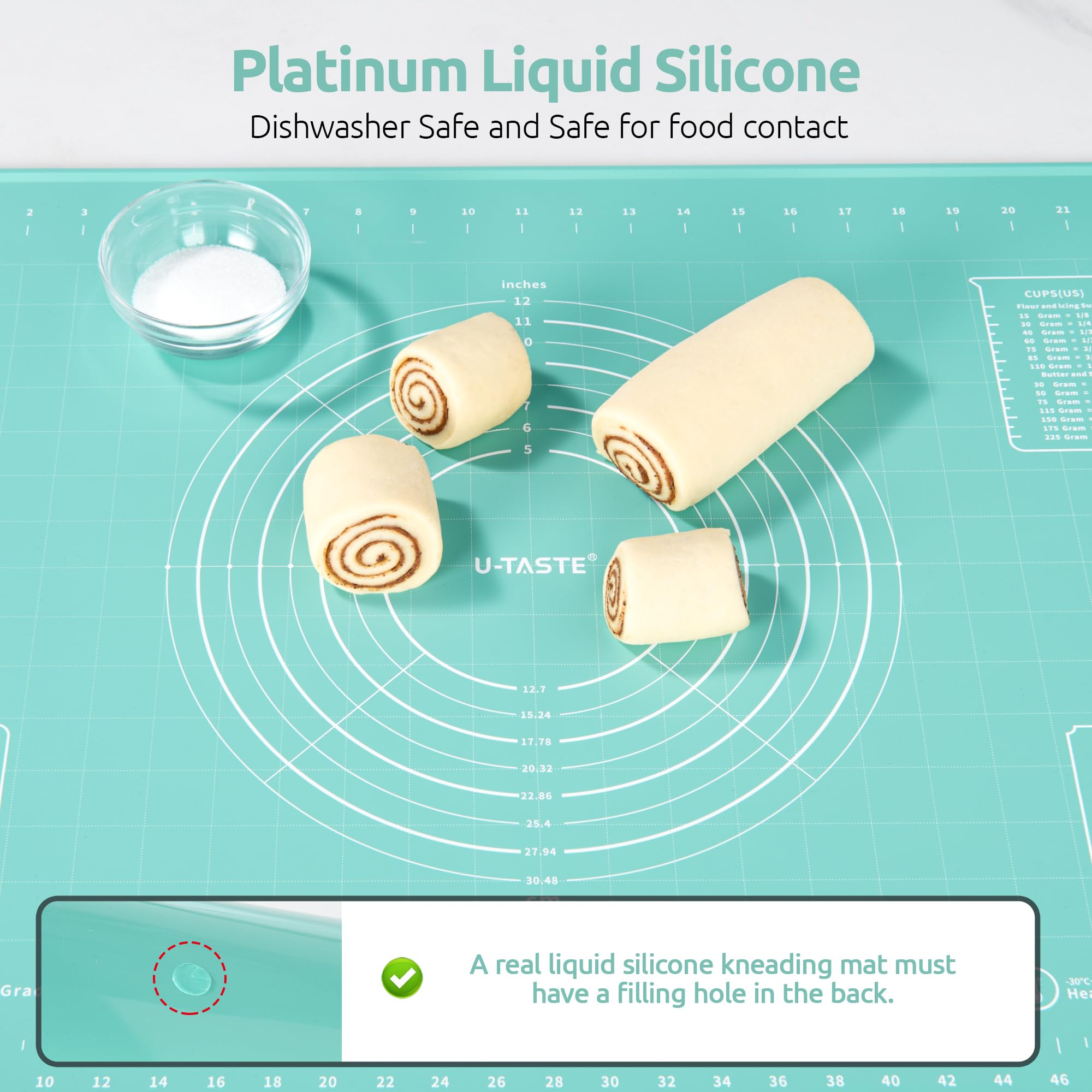 U-Taste gros plan texture silicone platine, facile à nettoyer