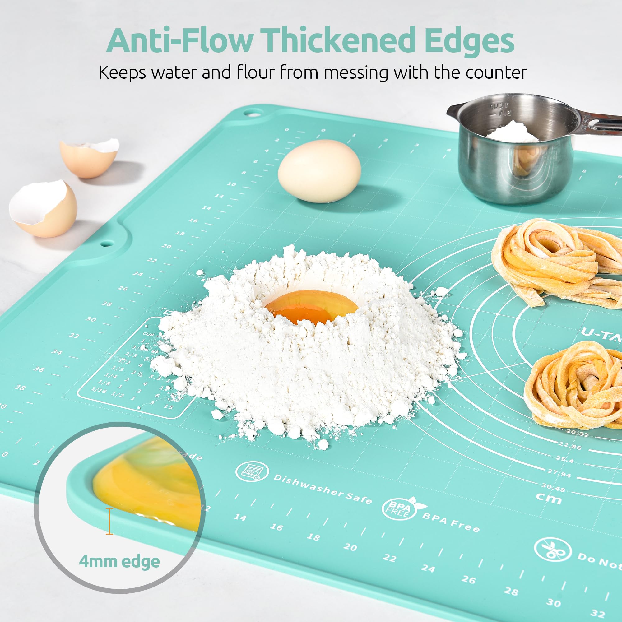 U-Taste tapis en usage pour rouler pâte, résultat sans collage