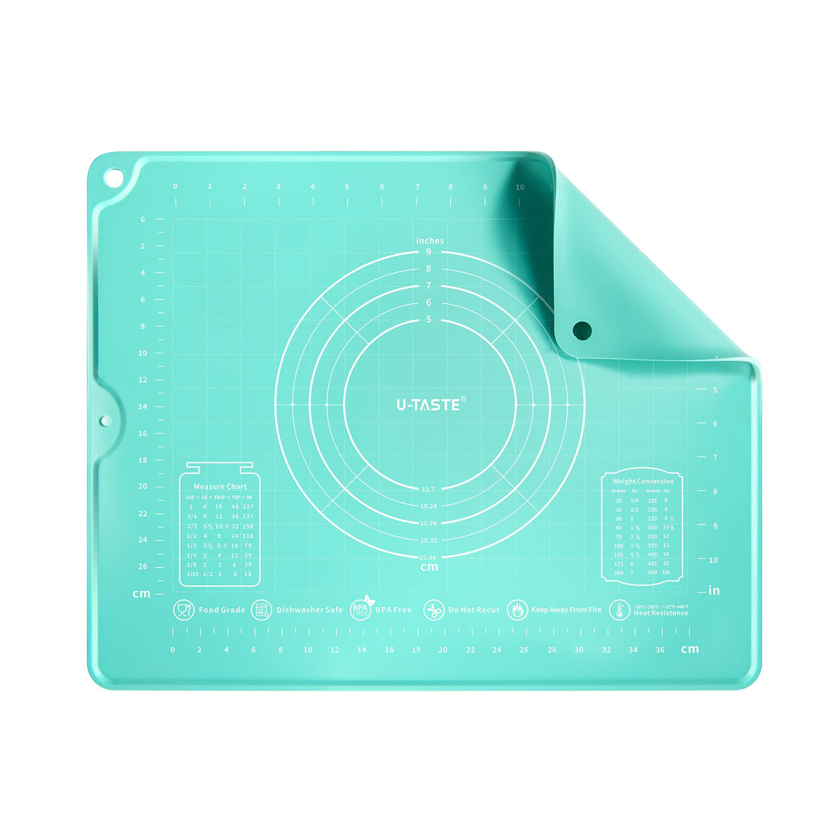 U-Taste vue frontale du tapis en packaging et couleur aqua sky utile