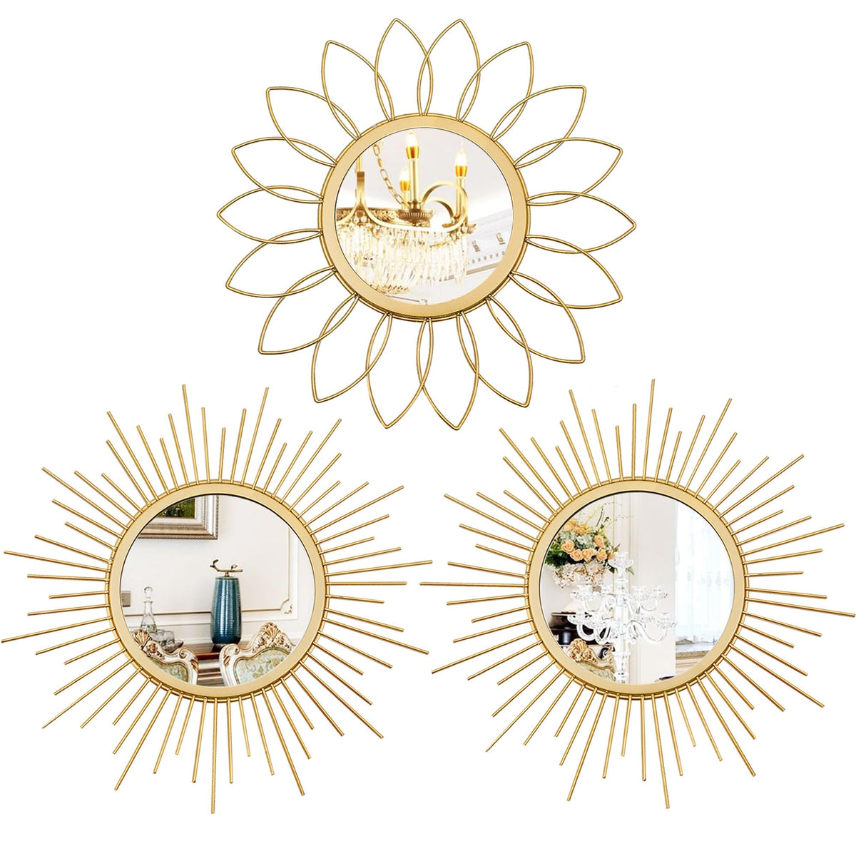 Uaussi miroir sunburst face avant, met l'accent décoratif