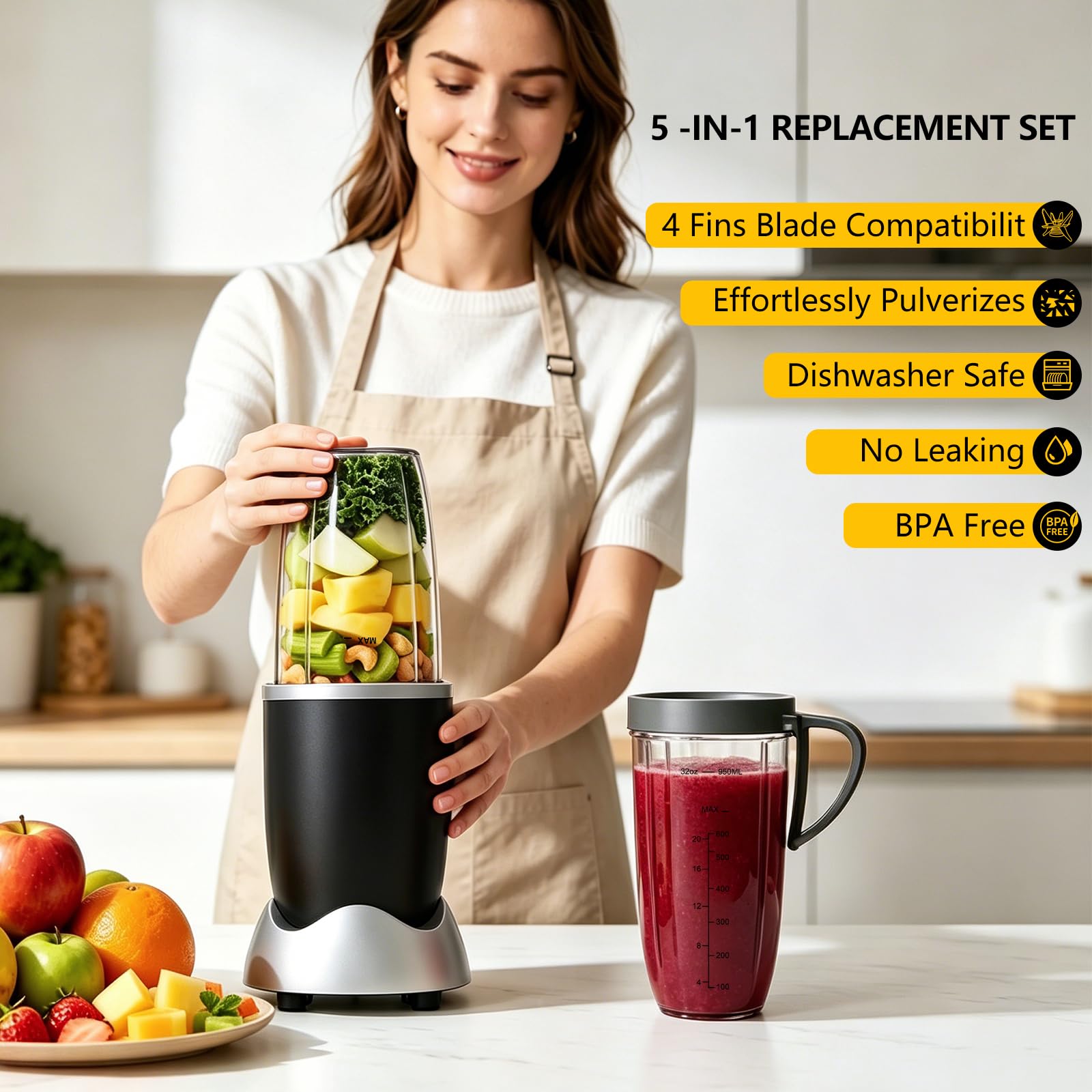 UBYNID comparaison taille avec main, visualise capacités 32oz et 24oz