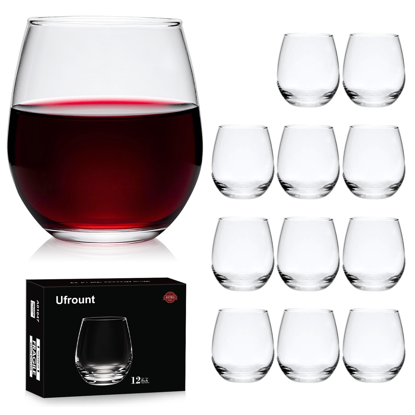 Ufrount lot de 12 verres sans pied montrant élégance et capacité pratique