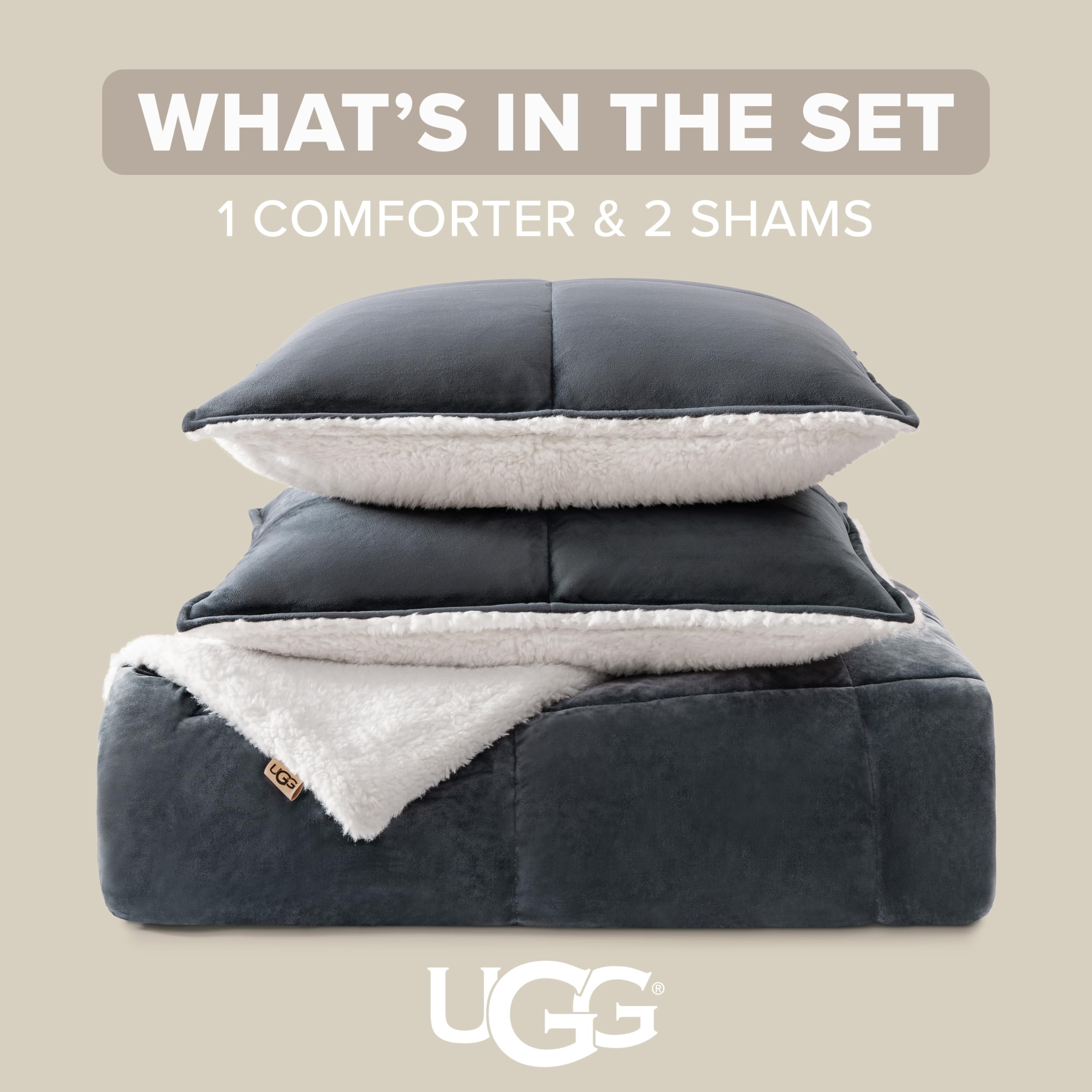 UGG gros plan piquage box stitch, assure distribution uniforme du garnissage