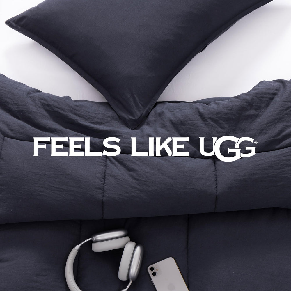 UGG couette Leonora installée en chambre, confort visuel et chaleur
