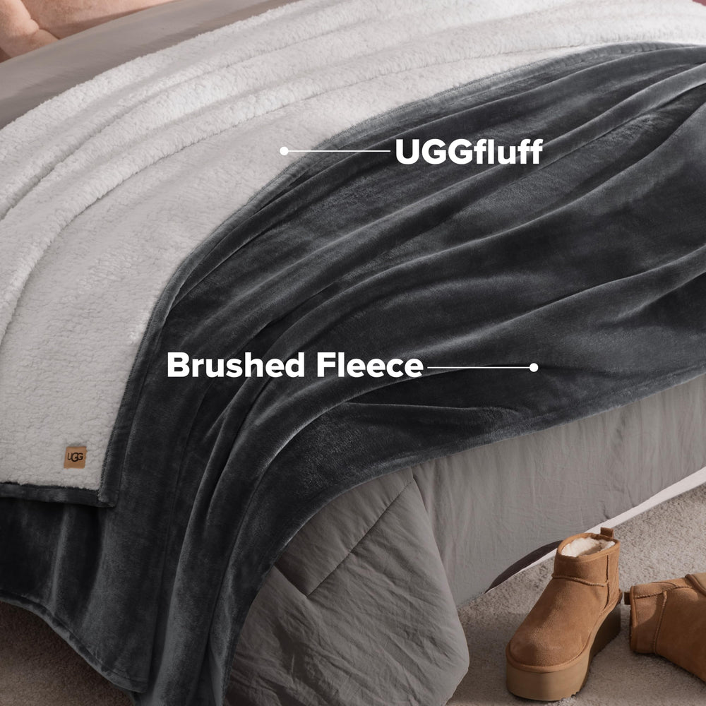 UGG Nita drapé sur canapé, ajoute confort et style au salon