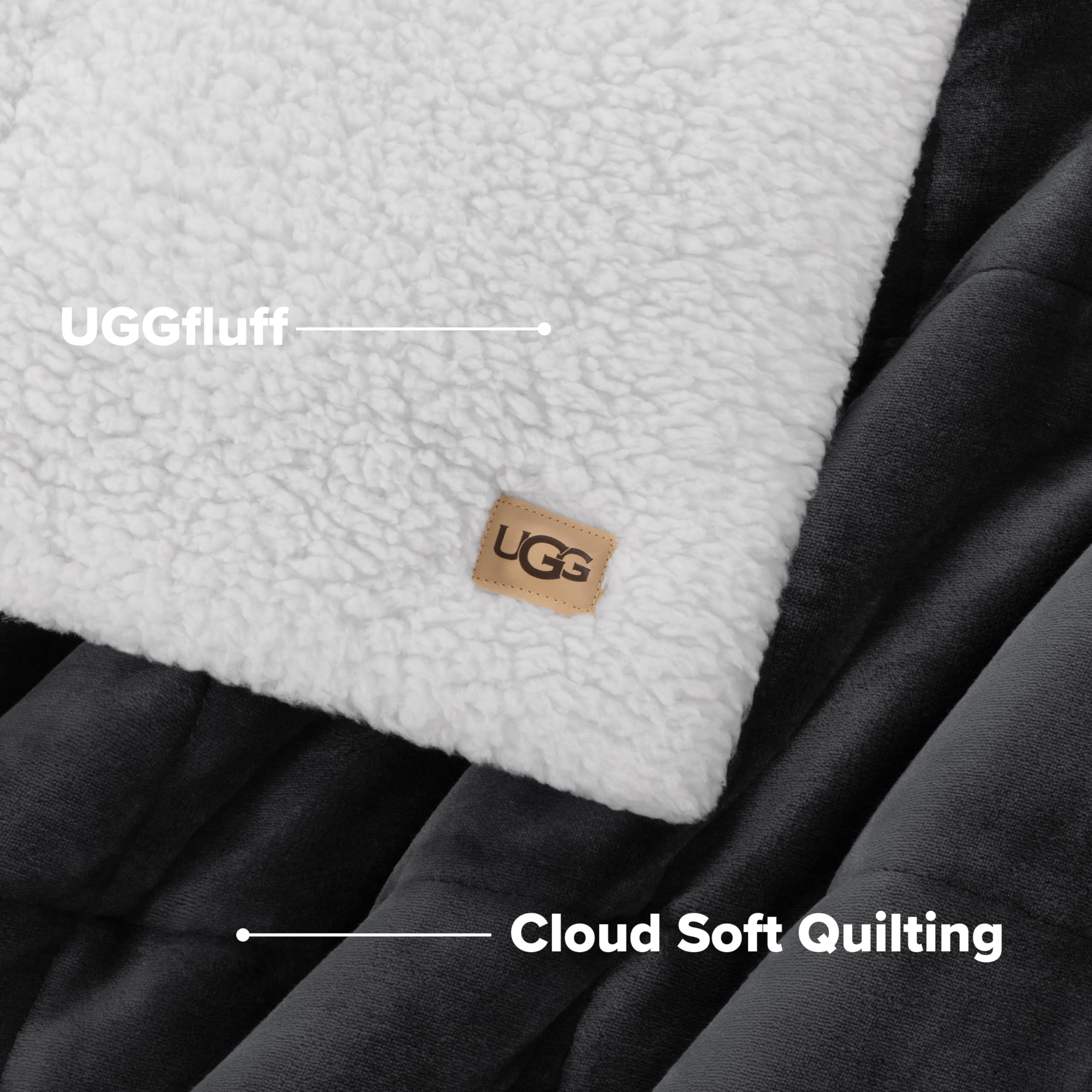 UGG Nita texture pressée par une main démontrant moelleux touchable