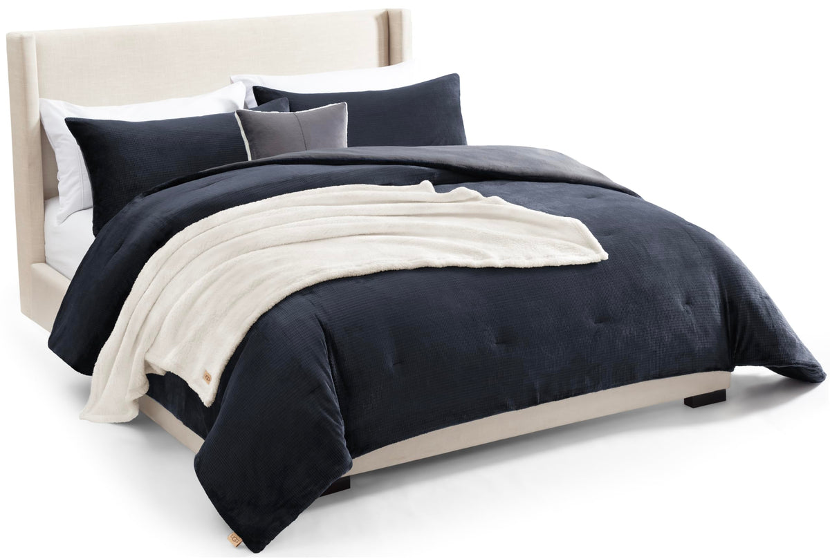 UGG couette bleu marine montrant finition et confort visible