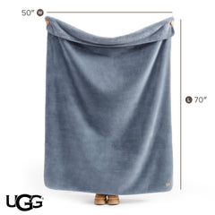 UGG Whitecap drapé sur canapé illustrant style et chaleur