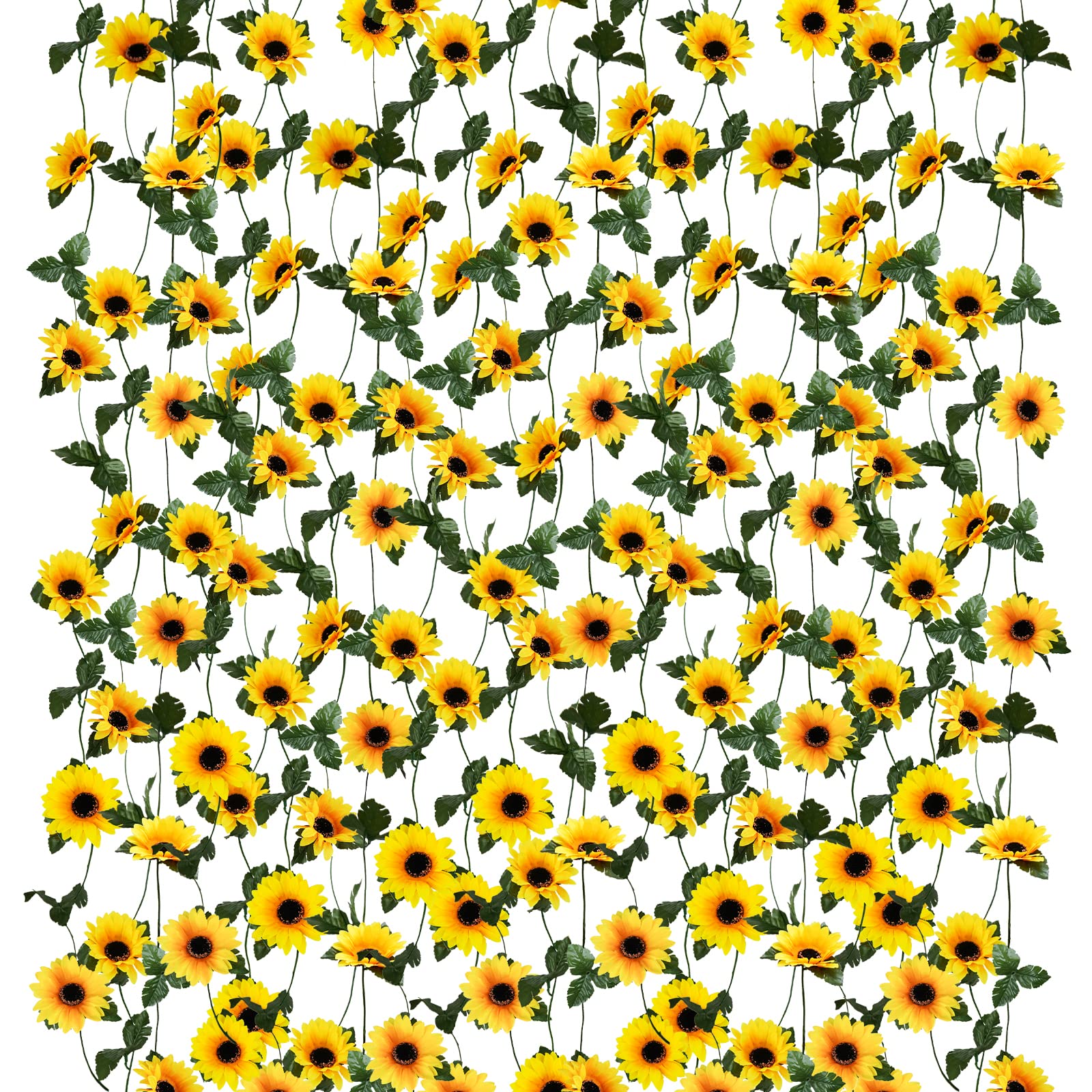 Uieke vue frontale de la guirlande tournesol montrant le packaging et la longueur