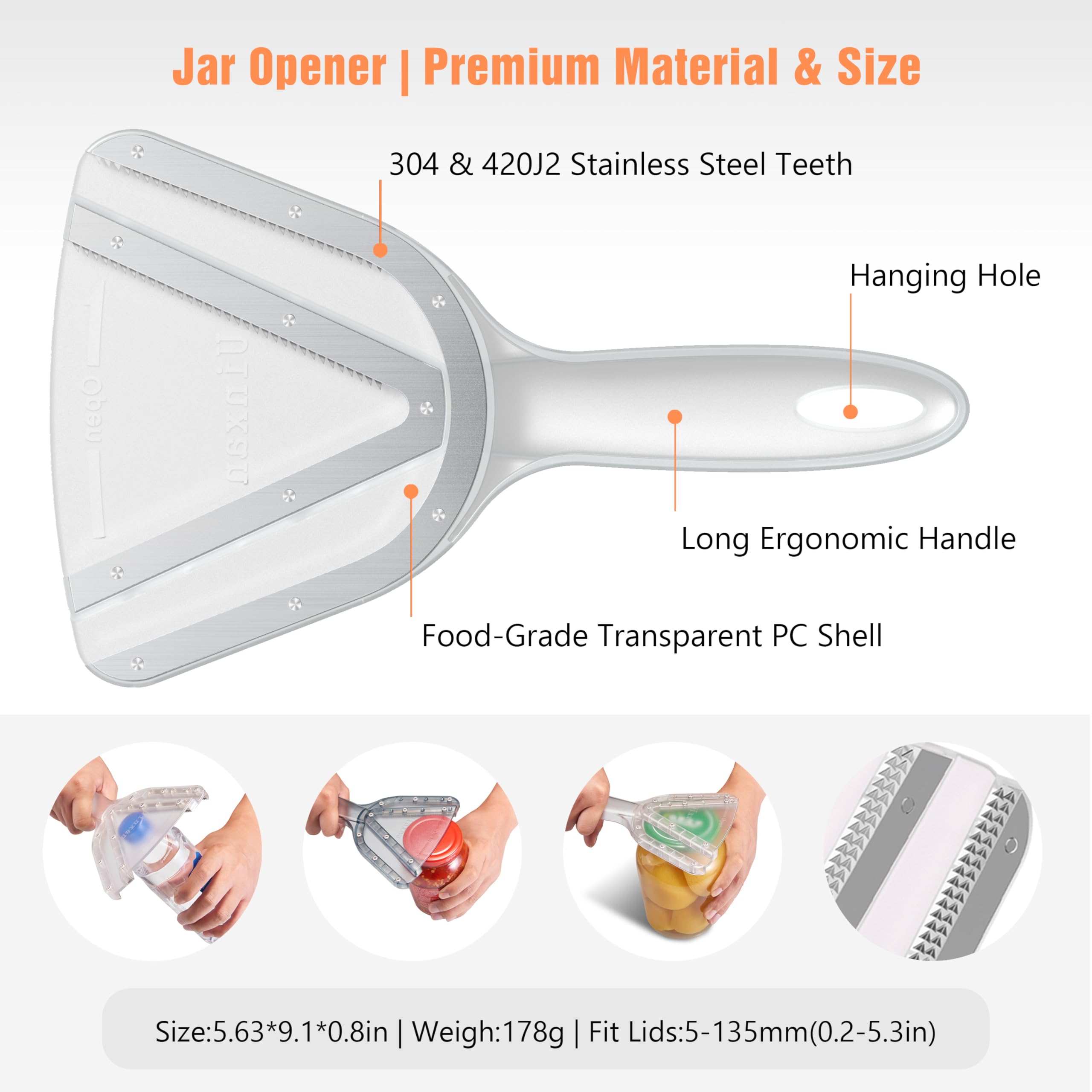Uinxan gros plan dents inox 304/420J2 assurant adhérence et durabilité