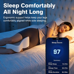 UJPFEO coussin en usage sur un lit pour alignement et stabilité nocturne