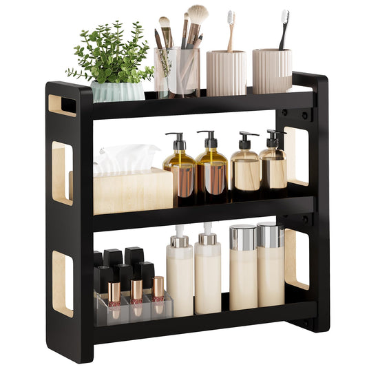 UJQSUN face avant de l'organiseur en bois montrant design et rangement pratique