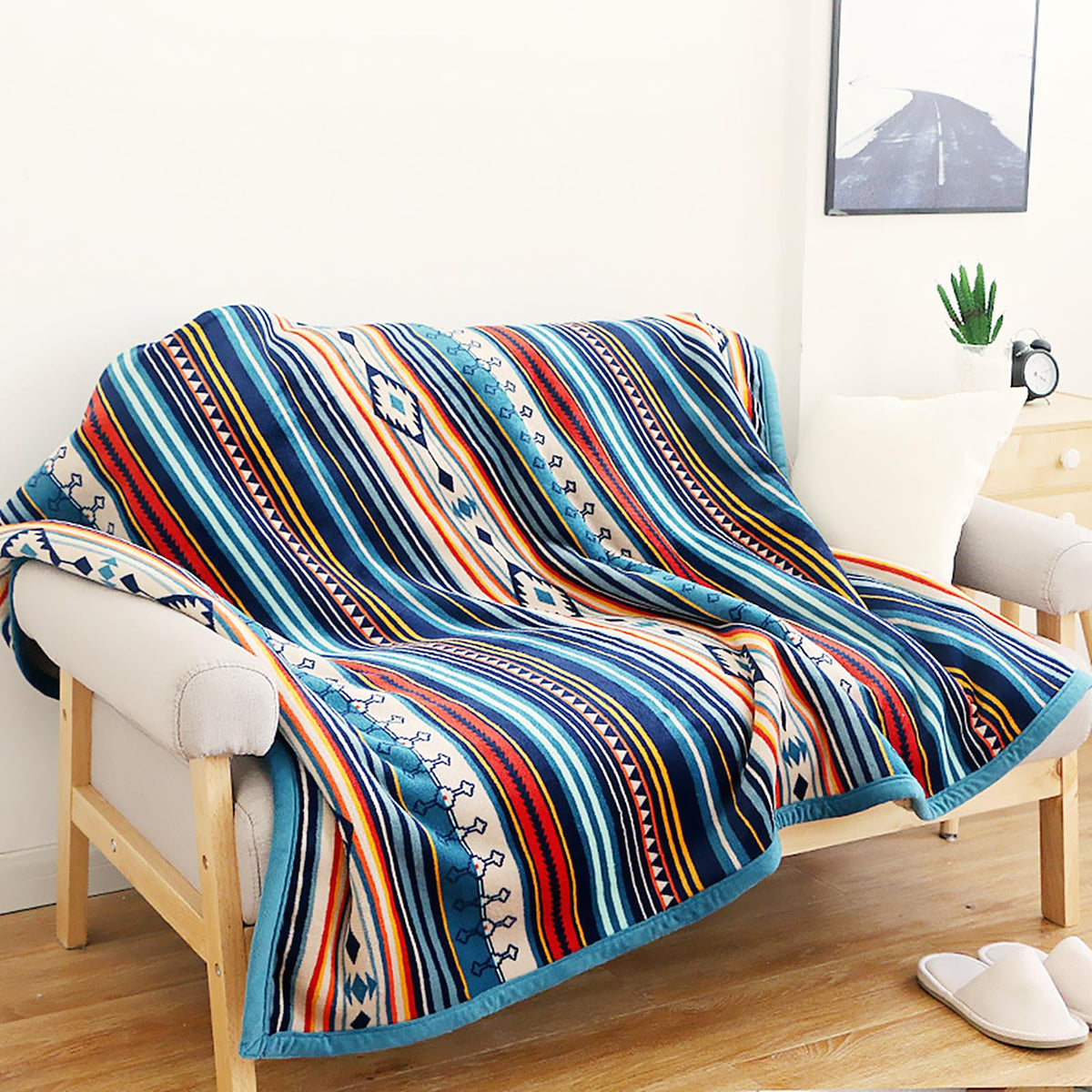 UKELER plaid face avant montrant motif bohème et confort chaleureux
