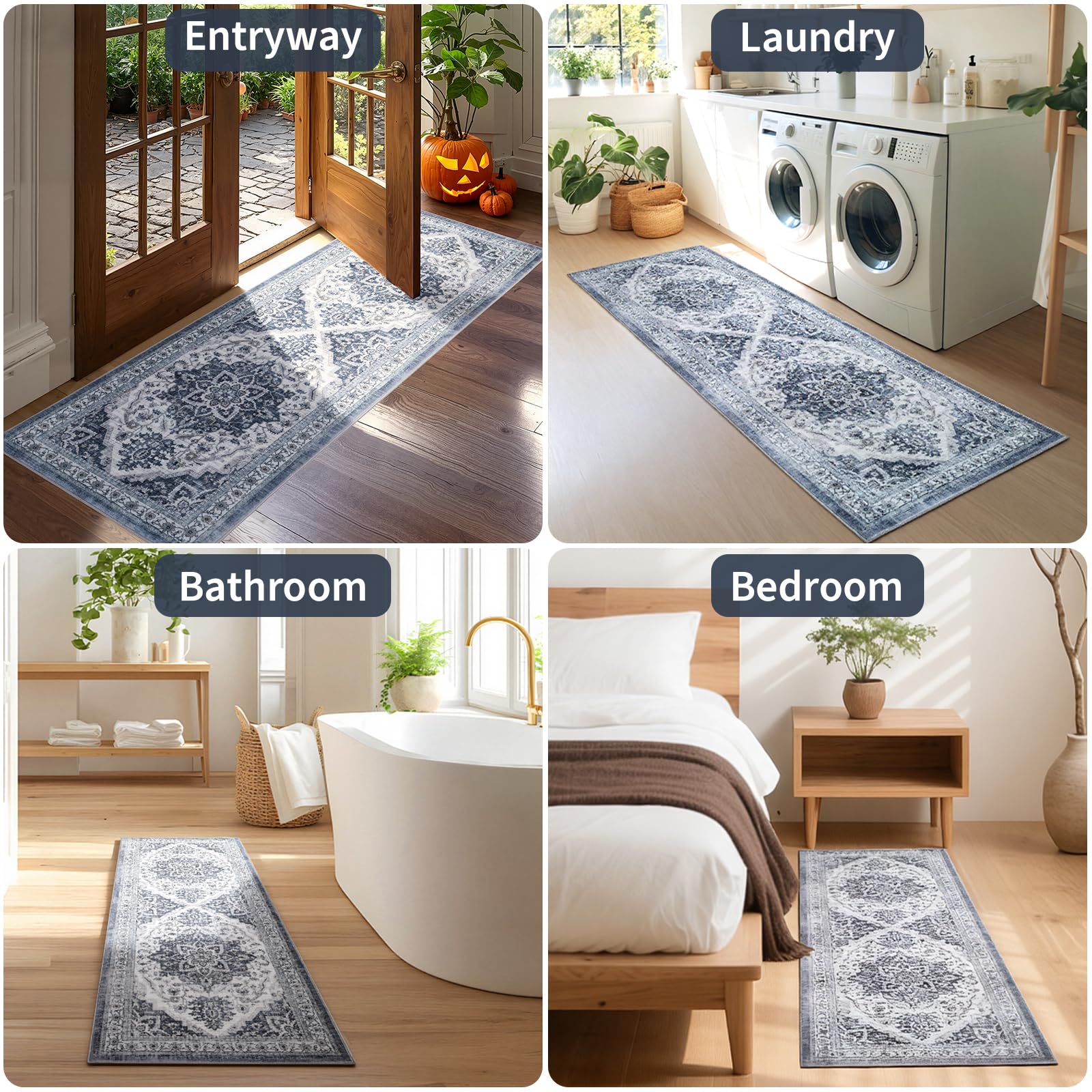 UKISS tapis placé dans une machine à laver illustrant entretien facile