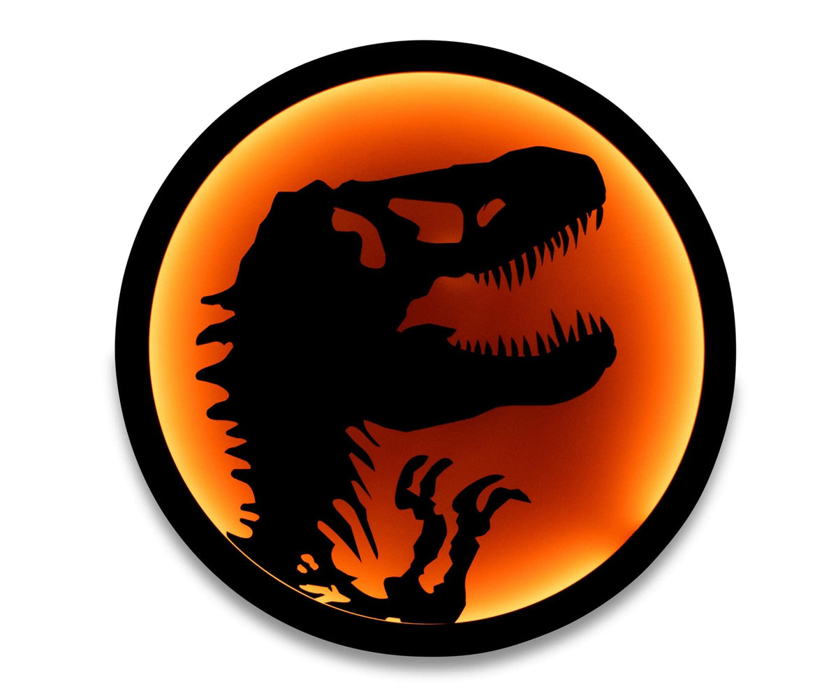 Ukonic enseigne Jurassic Park face montrant le logo et créant une ambiance rétro